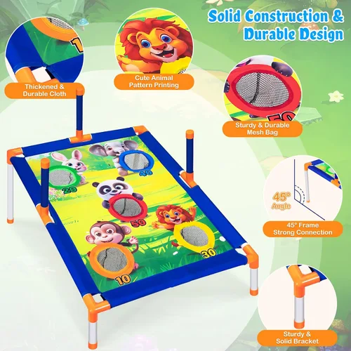 Vista 5 de Subao Juego de lanzamiento de bolsas de frijoles, juego de cornhole 3 en 1, juegos para exteriores, deportes y actividades al aire libre, juguetes