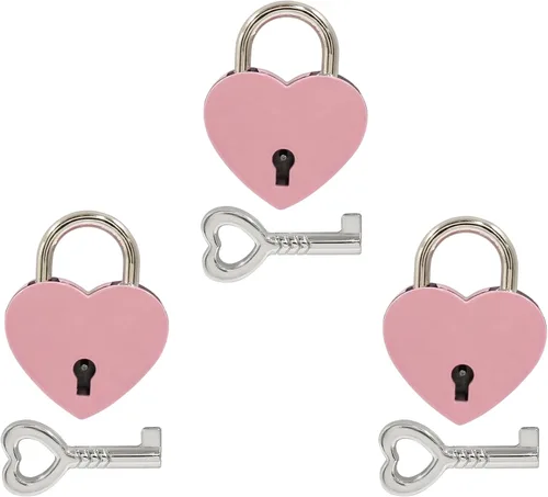 Vista 7 de Piutouyar 3 cerraduras en forma de corazón, candado de metal dorado, pequeño y lindo mini cerradura con llave para caja de almacenamiento de joyas