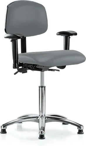 Vista 73 de PERCH - Silla giratoria con ruedas para alfombra o linóleo, cromado, Textil, Tela negra