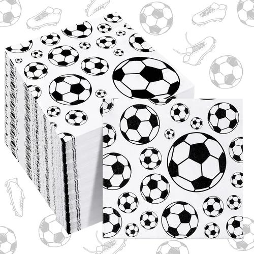 Vista 8 de Tinlade 100 hojas de servilletas de fútbol de fútbol, decoración de club de fútbol, servilletas de papel desechables de neón, suministros de fiesta