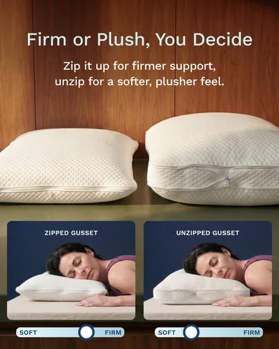 Vista 2 de ViscoSoft Almohada de espuma viscoelástica ajustable, tamaño estándar, paquete de 1, diseño de refuerzo expandible para firmeza personalizada, funda