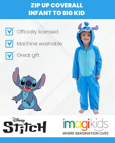 Vista 7 de Disney Lilo & Stitch - Overol de cosplay con cremallera para bebé a niño grande