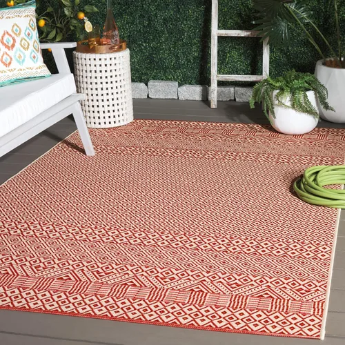 Vista 58 de SAFAVIEH Alfombra lavable para exteriores, colección Courtyard de 2.3 x 6.7 pies, beige y azul aguamarina, no desprende pelusa y es fácil
