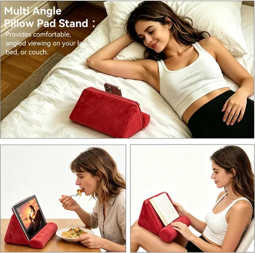 Vista 3 de Cyrank Soporte de almohada para tableta de múltiples ángulos, soporte suave para tableta, soporte para escritorio de regazo, cama, cómoda visión