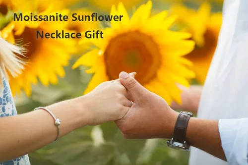 Vista 6 de Moissanite Sunflower Heart Necklace for Women, You Are My Sunshine Pendant 925 Sterling Silver 18k Gold Plated Love Heart Jewelry Gift for Her,Wife