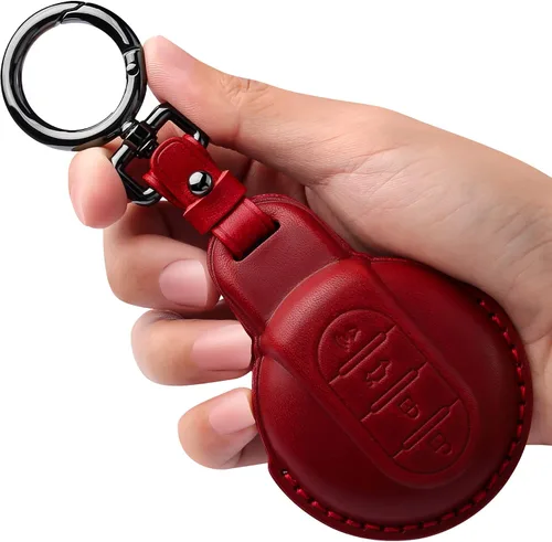 Vista 6 de Tukellen Compatible con BMW Mini - Funda de cuero para llavero compatible con BMW Mini Cooper F54, F55, F56, F57, F60, color negro