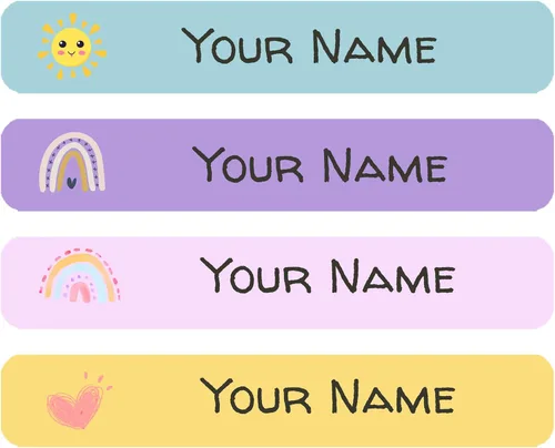 Vista 10 de Etiqueta personalizada con nombre para niños (72 unidades), impermeable, apta para lavavajillas, ideal para la escuela, guardería y campamento