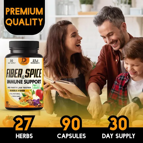 Vista 6 de DEDICAD Suplemento de fibra y especias 27 en 1, combinado con psyllium orgánico, manzana entera, saúco y más - Apoya el estado de ánimo, el cuerpo