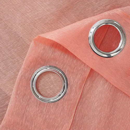 Vista 4 de 2 paneles de cortinas traslúcidas coral para dormitorio de 63 pulgadas de largo, cortinas semitraslúcidas con ojales para sala de estar, cortinas