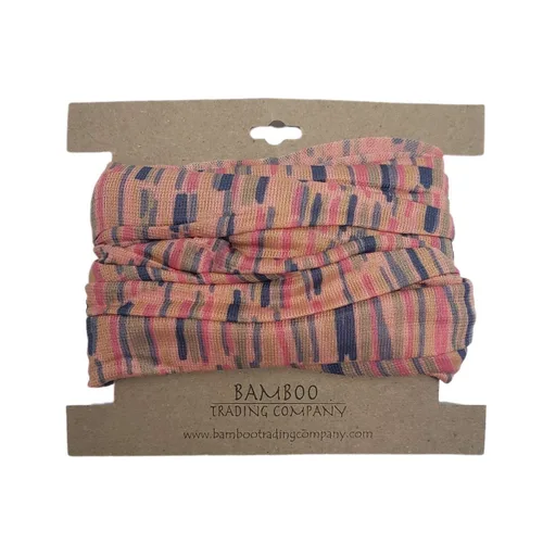 Vista 3 de Bamboo Trading Company Diademas anchas bohemias, juego de 4 divertidos estampados a rayas, 16 pulgadas de largo x 9 pulgadas de ancho, tonos coral