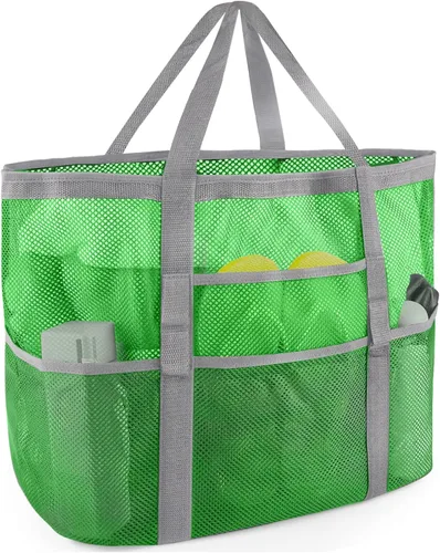 Vista 16 de SRISE Mesh Beach Bag - Large Beach Tote Bag for Family Beach Bag for Toys & Vacation Essentials Negro