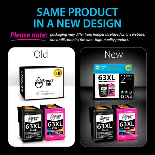 Vista 6 de Smart Ink Cartuchos de tinta remanufacturados de repuesto para HP 63 XL HP 63XL negro y color 2 paquetes combinados para Officejet 3830 4650 5255