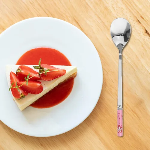 Vista 7 de BESPORTBLE 5 cucharas de metal para postre para helados, helados, café, espresso, cucharas agitadoras seguras y cómodas de sostener para ocasiones