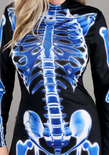 Vista 2 de Disfraz de Mono Esqueleto de Rayos X para Mujer Multicolor