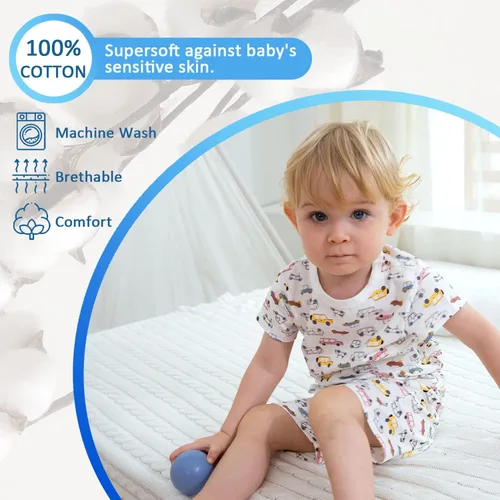 Vista 2 de Zanie Kids Pijama de algodón para bebé y niño para niña y niño, ropa de dormir de verano