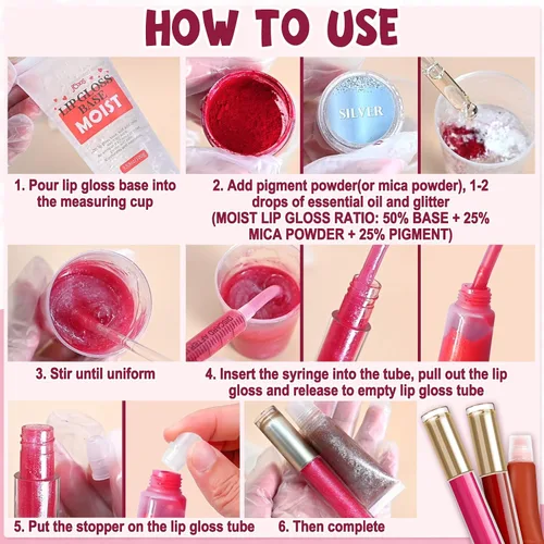 Vista 9 de Jcoos Kit de brillo de labios, kit de fabricación de brillo de labios, kit de fabricación de brillo de labios para hacer tus propios suministros