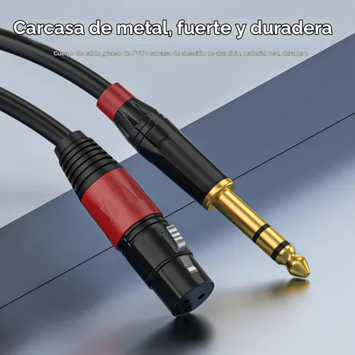 Vista 5 de Cable de interconexión equilibrado TRS a XLR 3M Pro de 1/4 de pulgada, XLR hembra a 1/4 de pulgada (0.250 in), adaptador de convertidor de audio