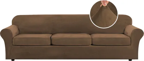 Vista 131 de H.VERSAILTEX - Funda elástica para sofá de 2 piezas, funda protectora de terciopelo, suave, con parte inferior elástica, con un ancho de hasta 49