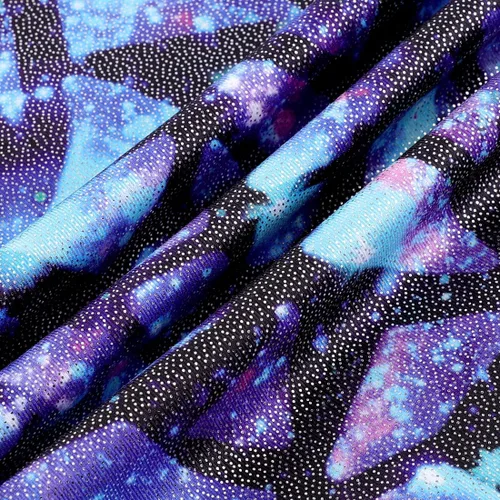 Vista 5 de EQSJIU Leotardos de gimnasia para niñas y niños, diseño de mosaico de arco iris, sirena, mariposa, estrellas, leopardo, galaxia, teñido anudado