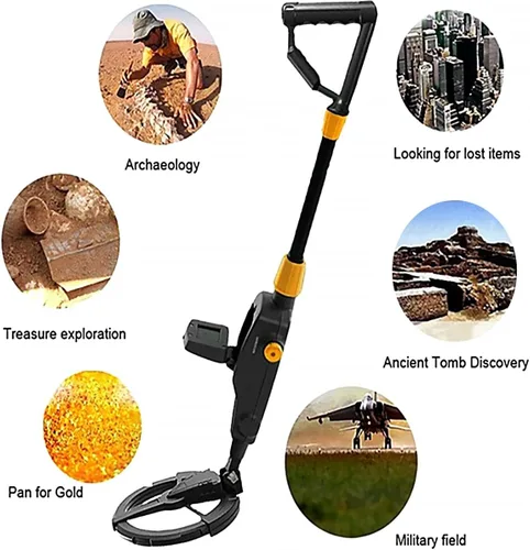 Vista 8 de Detector de metales, con pantalla LCD, detector de oro para niños, detector de alta precisión impermeable, volumen de sensibilidad ajustable, moneda