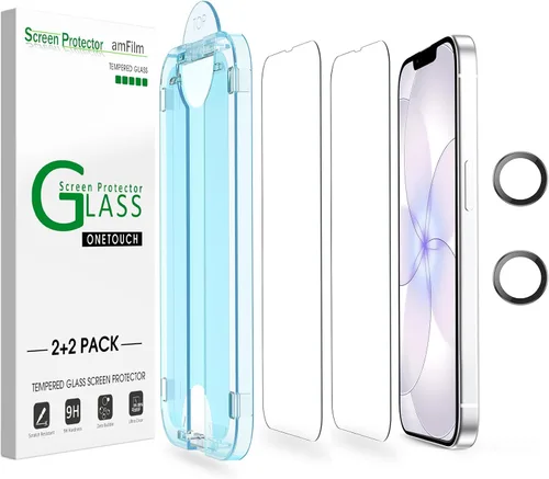 Vista 8 de amFilm Instalación más fácil OneTouch para iPhone 15 Pro Max Protector de pantalla [6.7 pulgadas] Vidrio templado + Protector de lente de cámara