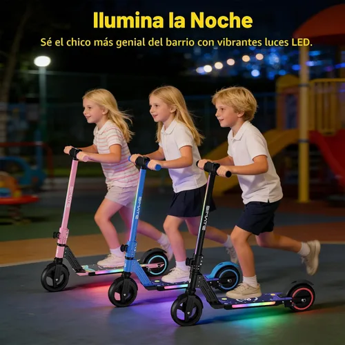 Vista 2 de SIMATE Electric Scooter for Kids 6-14, e Kick Scooter with LED Display and Colorful Lights, Adjustable Height and Foldable, Double Brake, Gifts for