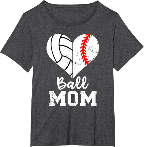 Vista 25 de Ball Mom Heart Funny Baseball Voleibol Mom - Camiseta para mamá, Negro, S