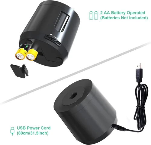 Vista 3 de Bocyteopr Sacapuntas eléctrico automático, funciona con USB y pilas, afilado ajustable para lápices de colores (0.23-0.31 pulgadas), para escuela