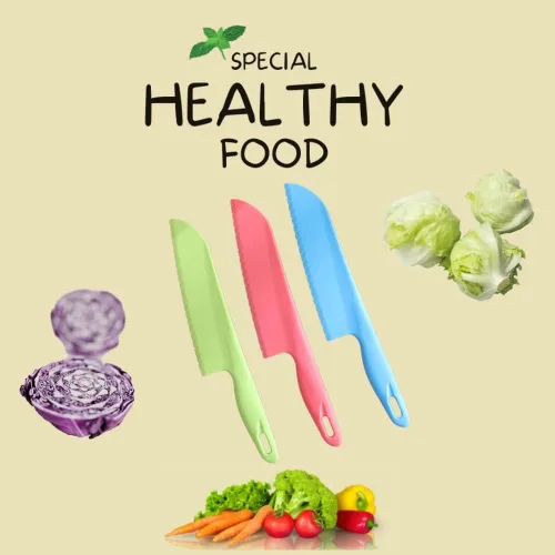 Vista 4 de jawbush Cuchillo de lechuga profesional para evitar que se torne marrón, cuchillo dentado de plástico de 11 pulgadas para verduras, frutas, pan