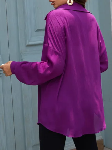 Vista 2 de WDIRARA Blusa casual de manga larga con botones para mujer