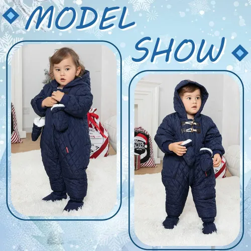 Vista 5 de XIFAMNIY Traje de invierno para bebé, abrigo con capucha para niñas y niños pequeños