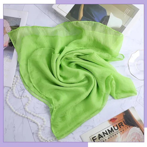 Vista 3 de Bufanda para la cabeza de gasa verde de Halloween y diadema ancha morada para mujer, bufanda de cuello de cinta, pañuelo de satén lavanda