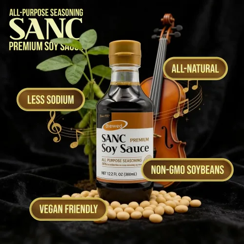 Vista 6 de SANC - Salsa de soja multiusos de alta calidad, 12.2 onzas líquidas (versión mejorada) – Sin jarabe de maíz de alta fructosa, sustituto de sal bajo