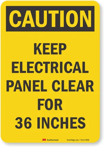 Vista 5 de SmartSign "Precaution - Keep Electric Panel transparente para 36 pulgadas, vinilo laminado de 3.5" x 5