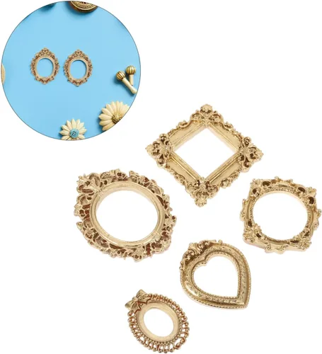 Vista 8 de 10pcs Vintage Mini Gold Picture Frames for DIY Tabletop Display