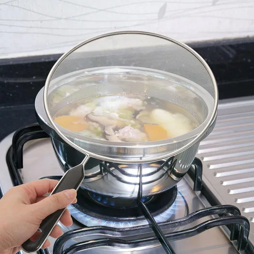 Vista 6 de Splatter Screen with Handle 3pcs Stainless Steel for Kitchen Cooking