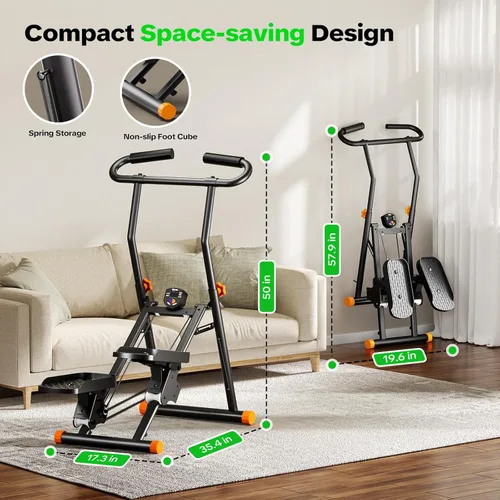 Vista 7 de Stair Stepper for Home Gym, 350 lbs Capacity Cardio Machine with Adjustable Height, Non-Slip Pedals, LCD Display, Foldable Design for Full Body