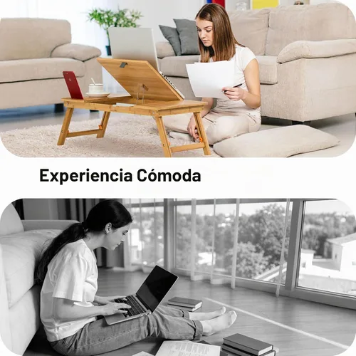 Vista 7 de Laptop Desk Nnewvante Bamboo Lap Desk, Adjustable Bed Tray, Large Size Bambú