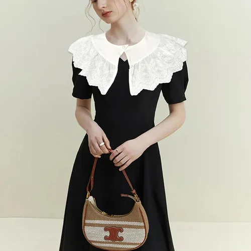 Vista 5 de Gargantilla desmontable plisada blanca vintage con cuello falso de encaje para mujer, vestidos y camisas