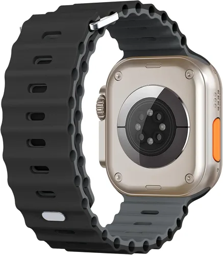 Vista 2 de Compatible con correas de reloj Apple Watch Ocean de 1.496 in 1.575 in 1.614 in 1.654 in 1.732 in 1.772 in 1.929 in, correa deportiva de silicona