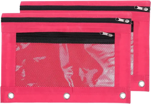 Vista 10 de PATIKIL Estuche para lápices para carpeta de 3 anillos, paquete de 2 unidades, tela Oxford de malla con cremallera, estuche para oficina y hogar