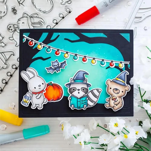 Vista 3 de Juego de sellos y troqueles transparentes para fiesta de Halloween, para hacer tarjetas, plantillas de corte para álbumes de recortes, álbum