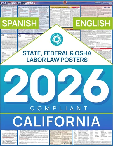 Vista 14 de Póster actualizado de la ley laboral de California 2026 – Cumplimiento estatal y federal – OSHA, EEOC, FMLA, salario mínimo – Póster de empleo