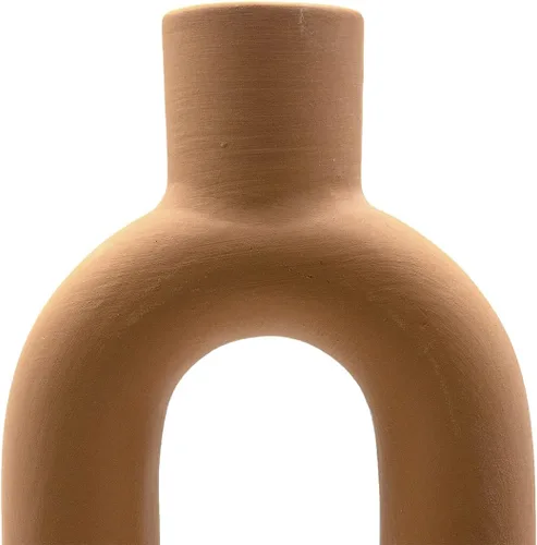 Vista 7 de Koyal Wholesale Portavelas de cerámica abstractos para candelabros, juego de 3 - terracota mate