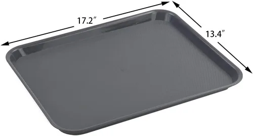 Vista 2 de Paquete de 6 bandejas grandes de plástico para servir restaurantes de comida rápida, 17.2 x 13.4 pulgadas, bandejas rectangulares de café gris