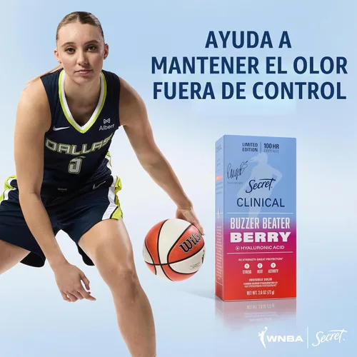 Vista 4 de Secret Clinical Strength 100HR Defense, desodorante antitranspirante sólido invisible para mujeres, edición Paige Bueckers, protección contra