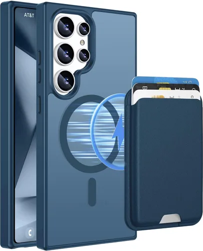 Vista 13 de Funda magnética para Samsung Galaxy S25 FE, transparente y negro con soporte para tarjetas de crédito desmontable, compatible con MagSafe, ajuste