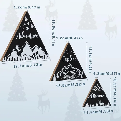Vista 2 de Jetec Letrero de madera de montaña de 3 tamaños para cabaña, decoración de pared de montaña rústica, letrero de decoración de cabina de campamento