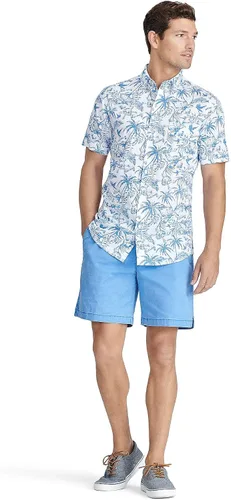 Vista 3 de IZOD Camisa de manga corta con botones para hombre Saltwater Docks 39 (US 8), Azul/Blanco