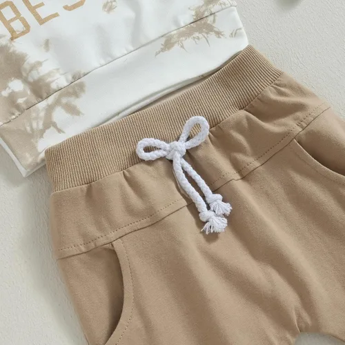 Vista 4 de Gueuusu Ropa de manga larga para bebé niño y niña, sudadera de manga larga para tías Little Bestie, pantalones deportivos, 2 piezas, traje de otoño